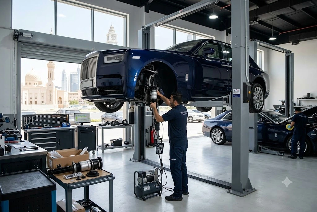 Rolls Royce air suspension repair in Dubai carried out by independent specialist mechanics