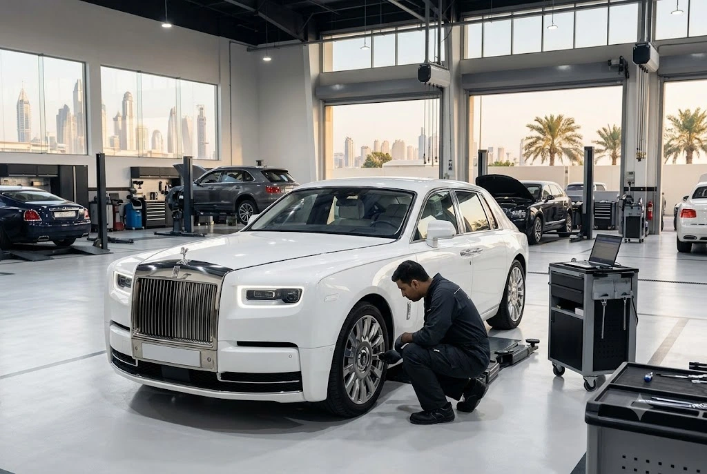 Rolls Royce Phantom repair and service at an independent specialist garage in Dubai