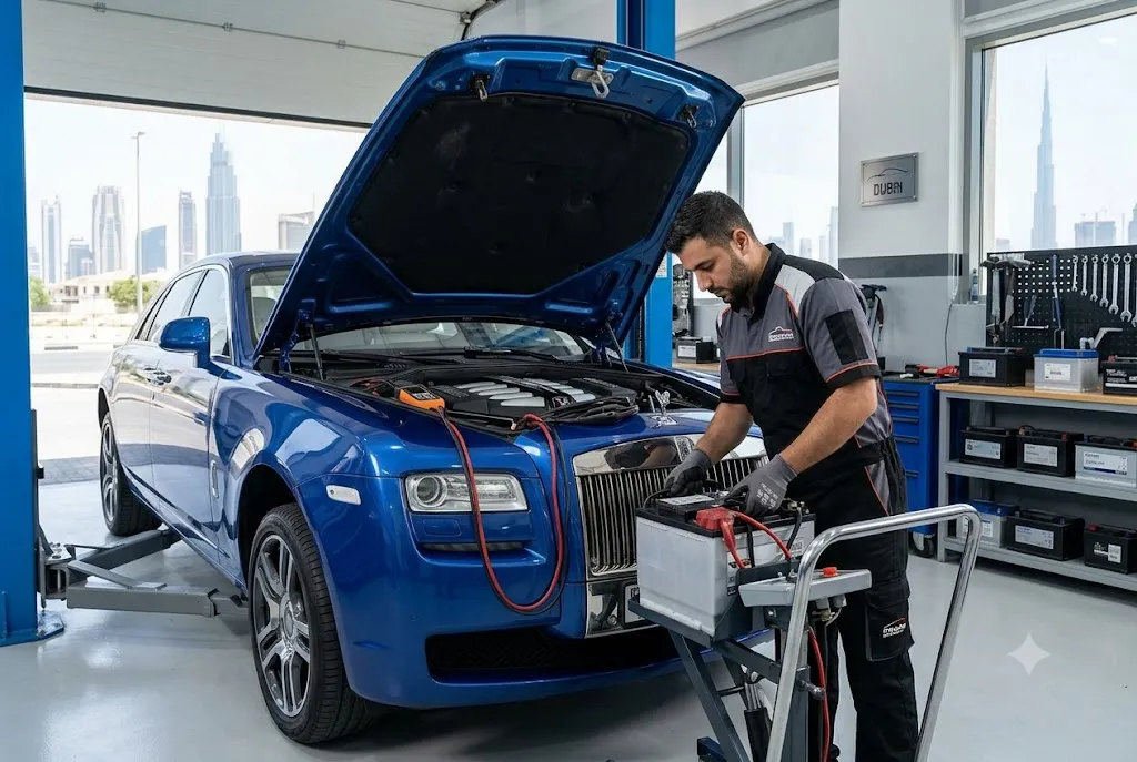Rolls Royce battery replacement and charging system repair by independent specialists in Dubai